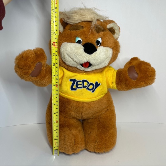 Vintage Zellers Canada Store Zeddy Teddy Bear Mascot Yellow Shirt 90s Plush Toy - Picture 16 of 16